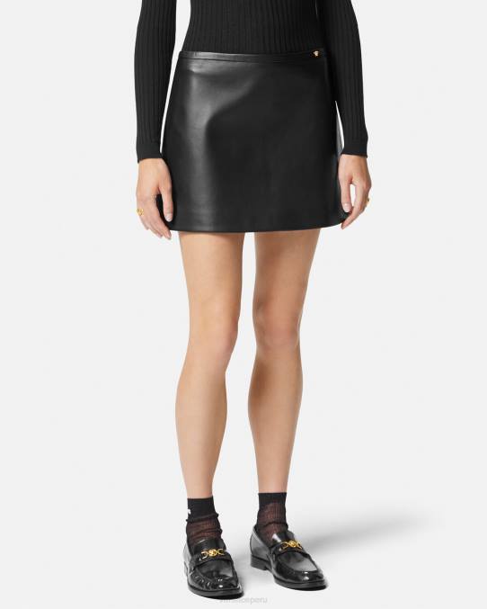 Versace ropa mujer minifalda de cuero con medusa 6BPV172 negro