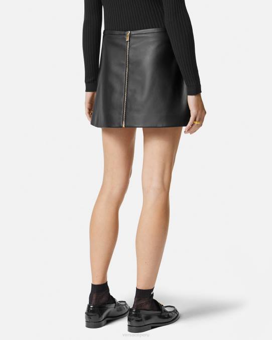 Versace ropa mujer minifalda de cuero con medusa 6BPV172 negro