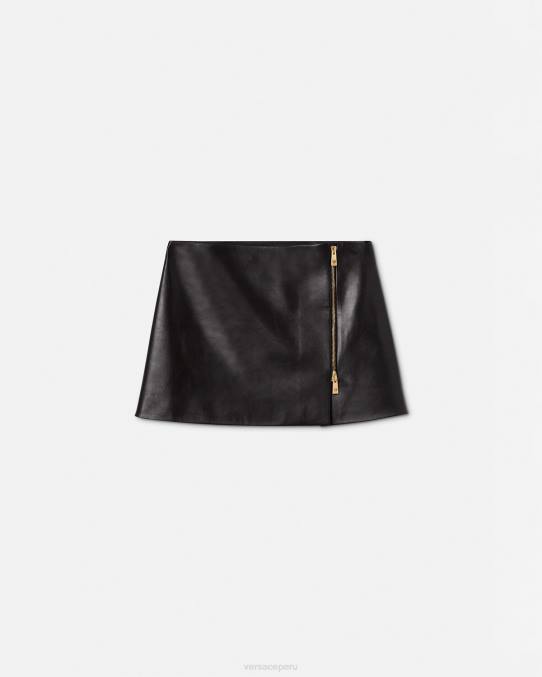 Versace ropa mujer minifalda de cuero con medusa 6BPV181 negro