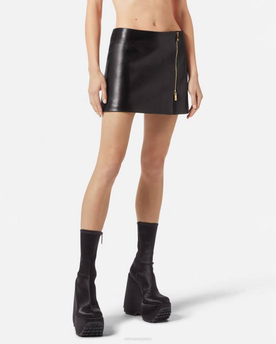 Versace ropa mujer minifalda de cuero con medusa 6BPV181 negro