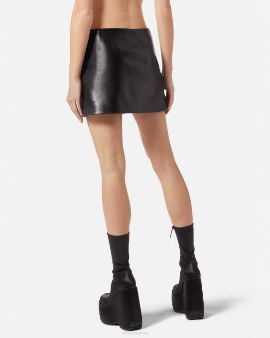 Versace ropa mujer minifalda de cuero con medusa 6BPV181 negro
