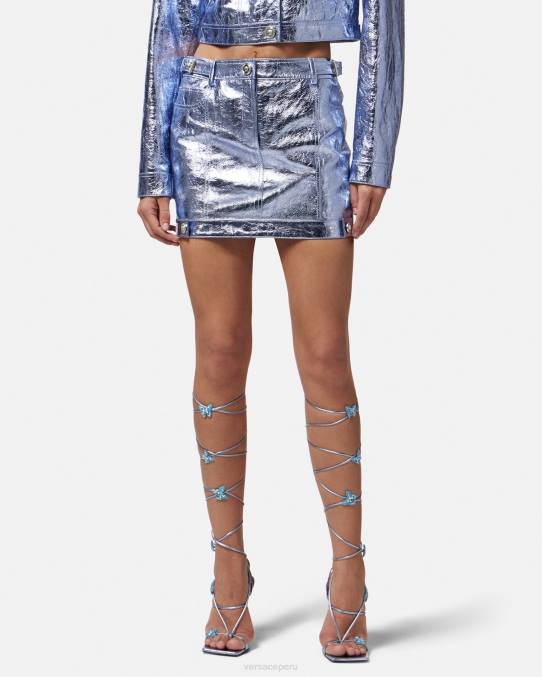 Versace ropa mujer minifalda de cuero metalizado con Medusa 6BPV160 metálico