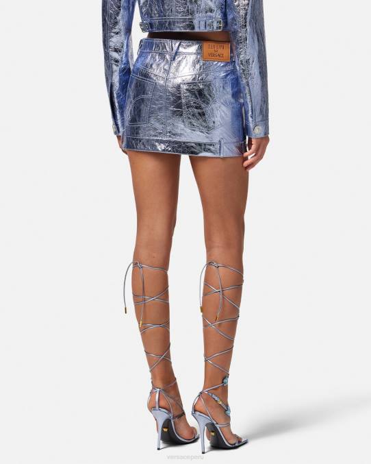 Versace ropa mujer minifalda de cuero metalizado con Medusa 6BPV160 metálico