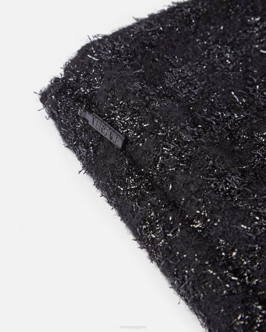 Versace ropa mujer minifalda de tweed con pinchos 6BPV186 negro