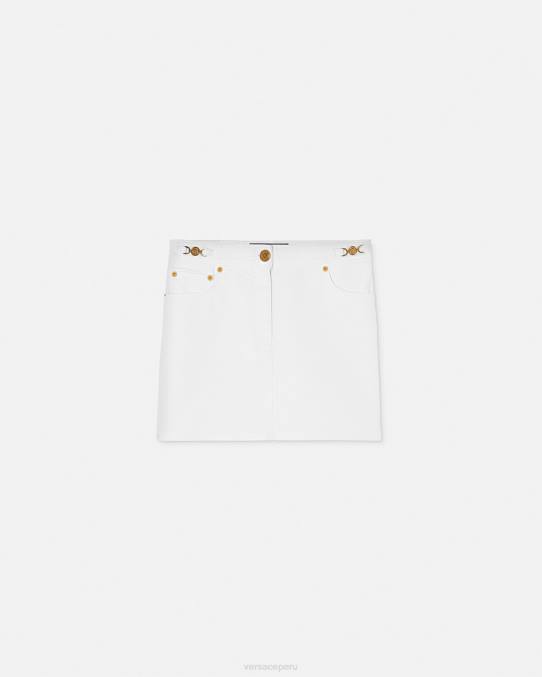 Versace ropa mujer minifalda vaquera con Medusa '95 6BPV161 blanco