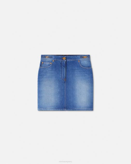 Versace ropa mujer minifalda vaquera con Medusa '95 6BPV167 azul