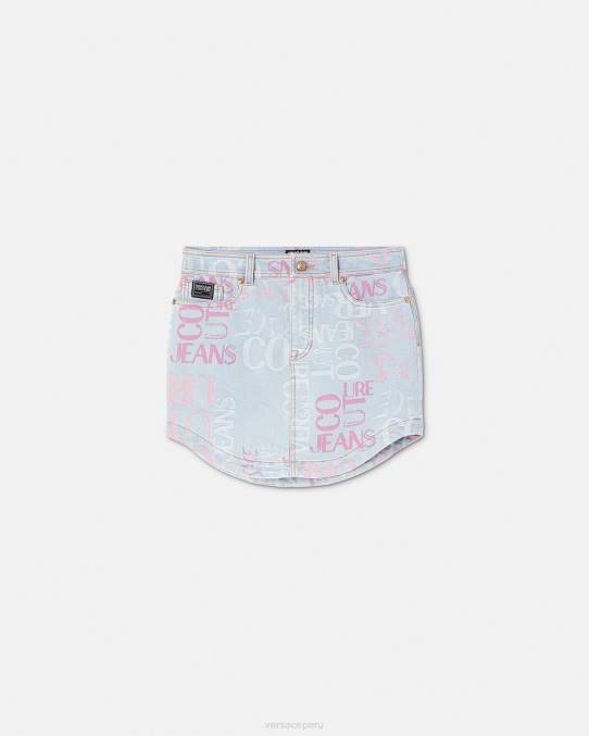 Versace ropa mujer minifalda vaquera con logo y garabatos 6BPV2179 azul