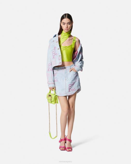 Versace ropa mujer minifalda vaquera con logo y garabatos 6BPV2179 azul