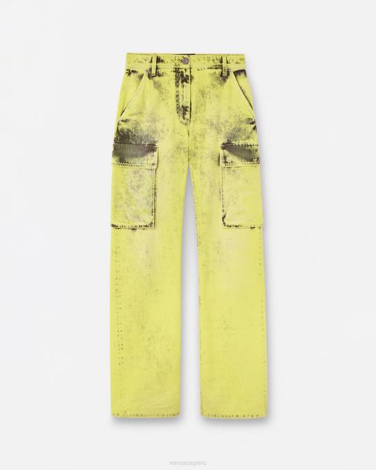 Versace ropa mujer jeans cargo desgastados 6BPV225 amarillo