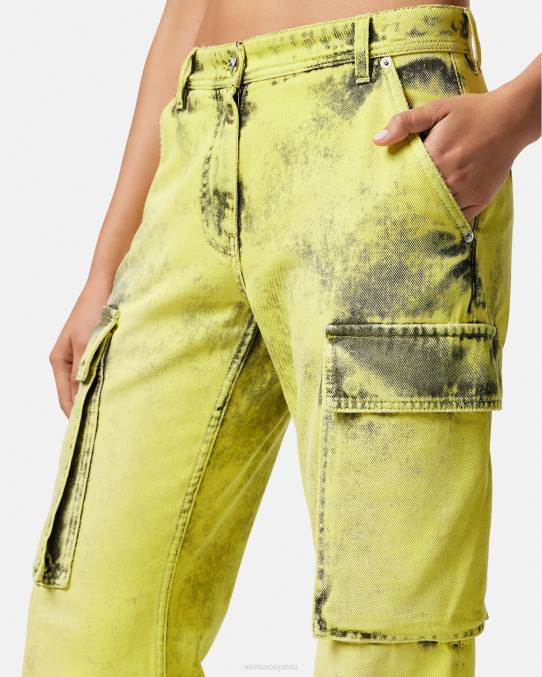 Versace ropa mujer jeans cargo desgastados 6BPV225 amarillo
