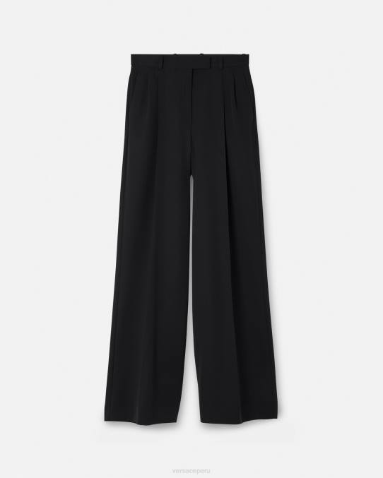 Versace ropa mujer pantalones anchos con pliegues 6BPV200 negro