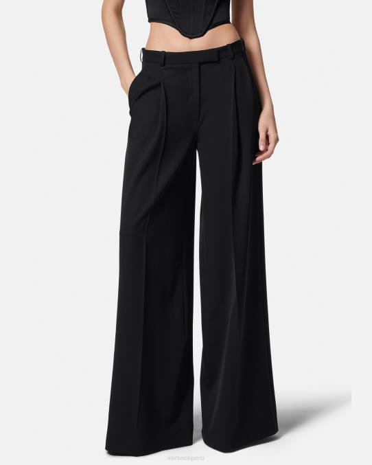 Versace ropa mujer pantalones anchos con pliegues 6BPV200 negro