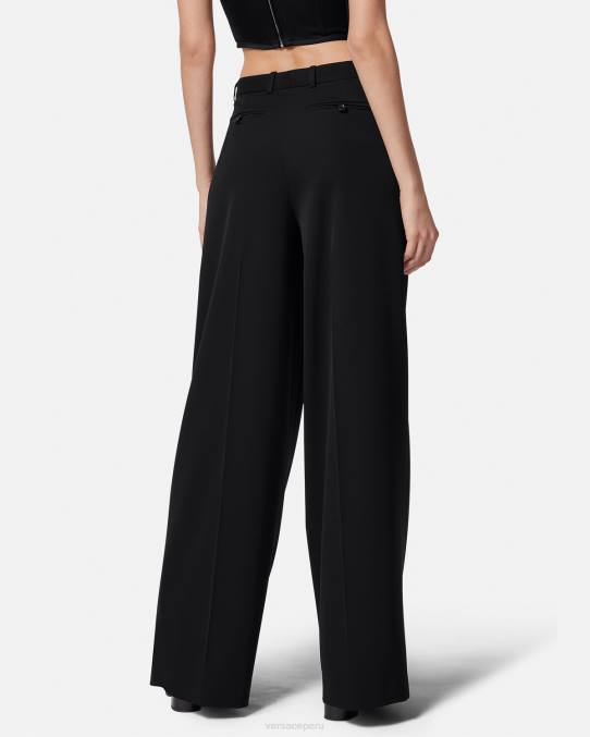 Versace ropa mujer pantalones anchos con pliegues 6BPV200 negro