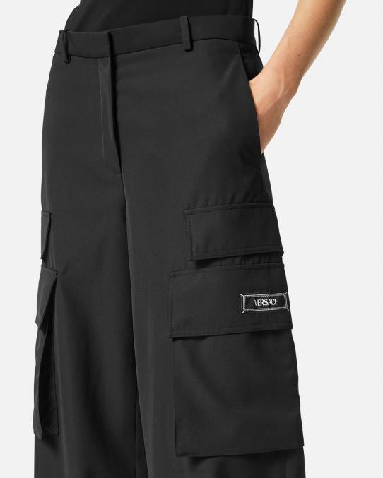 Versace ropa mujer pantalones cargo anchos 6BPV204 negro