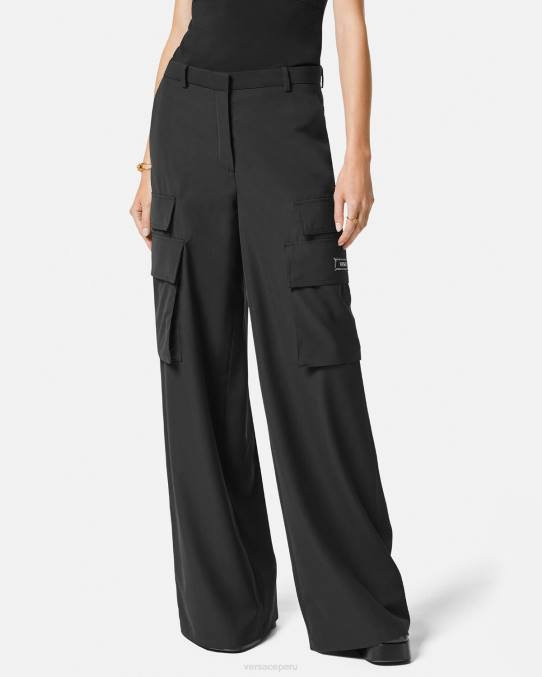 Versace ropa mujer pantalones cargo anchos 6BPV204 negro