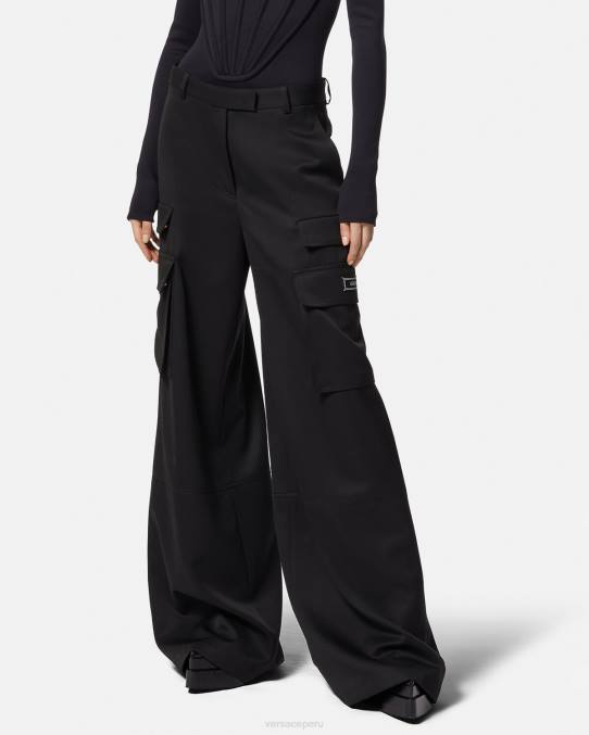Versace ropa mujer pantalones cargo con logo 6BPV201 negro