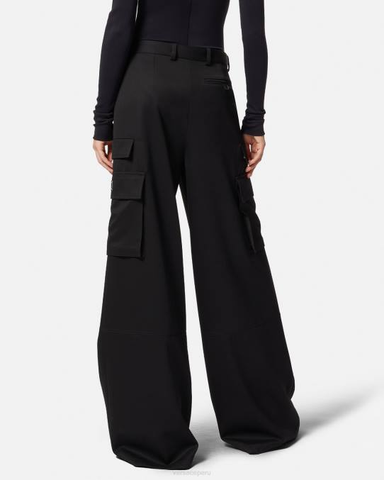 Versace ropa mujer pantalones cargo con logo 6BPV201 negro