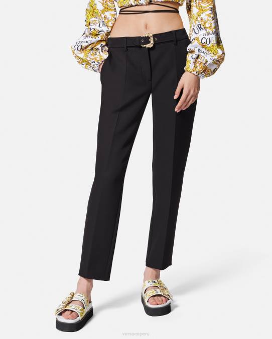 Versace ropa mujer pantalones con hebilla barroca 6BPV2150 negro