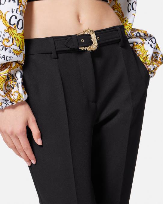 Versace ropa mujer pantalones con hebilla barroca 6BPV2150 negro