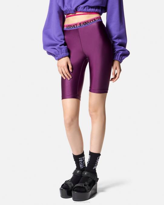 Versace ropa mujer pantalones cortos de ciclismo con logo 6BPV2242 Violeta