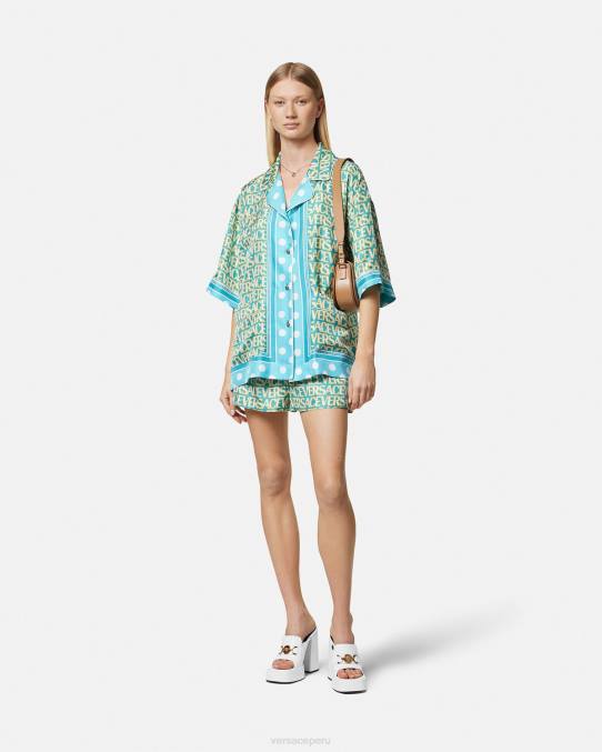 Versace ropa mujer pantalones cortos de seda 6BPV191 imprimir