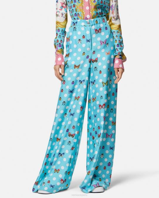 Versace ropa mujer pantalones de seda mariposas 6BPV196 imprimir
