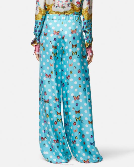 Versace ropa mujer pantalones de seda mariposas 6BPV196 imprimir