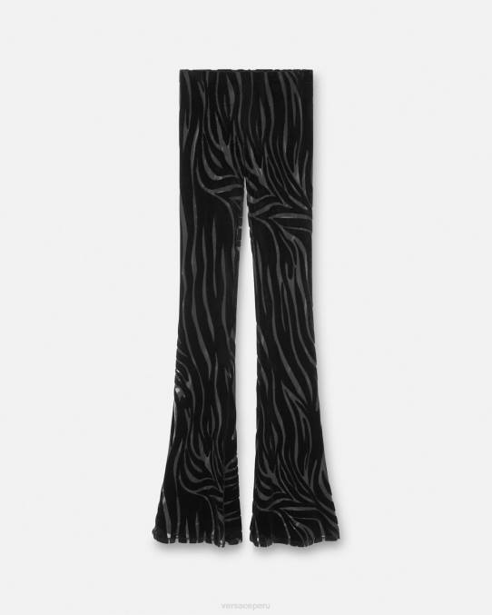 Versace ropa mujer pantalones de terciopelo de cebra 6BPV222 negro