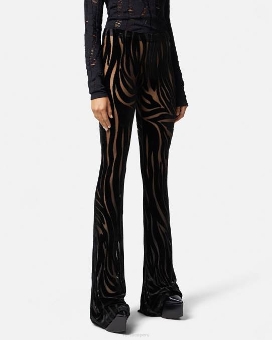 Versace ropa mujer pantalones de terciopelo de cebra 6BPV222 negro