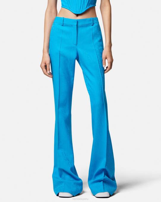 Versace ropa mujer pantalones formales en jacquard integral 6BPV121 azul