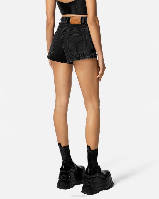 Versace ropa mujer shorts de mezclilla con medusa 6BPV217 negro