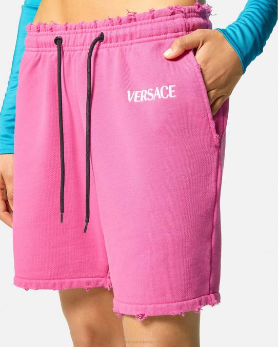 Versace ropa mujer shorts deportivos desgastados con logo 6BPV219 fucsia
