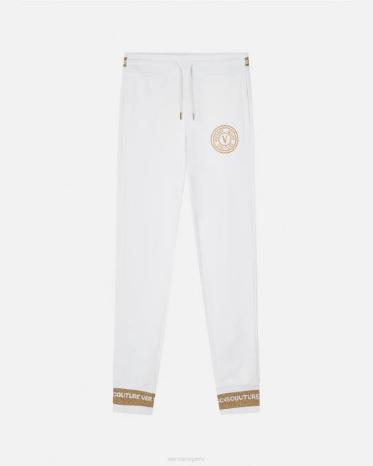 Versace ropa mujer pantalones deportivos con emblema en V 6BPV2245 oro y blanco