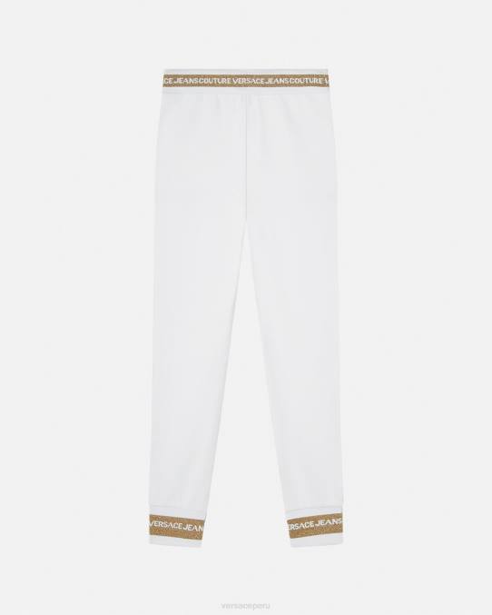 Versace ropa mujer pantalones deportivos con emblema en V 6BPV2245 oro y blanco