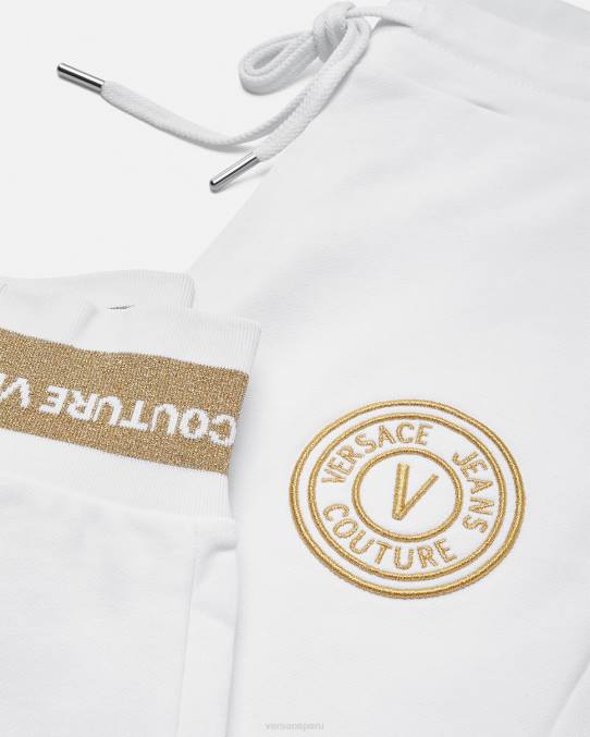 Versace ropa mujer pantalones deportivos con emblema en V 6BPV2245 oro y blanco