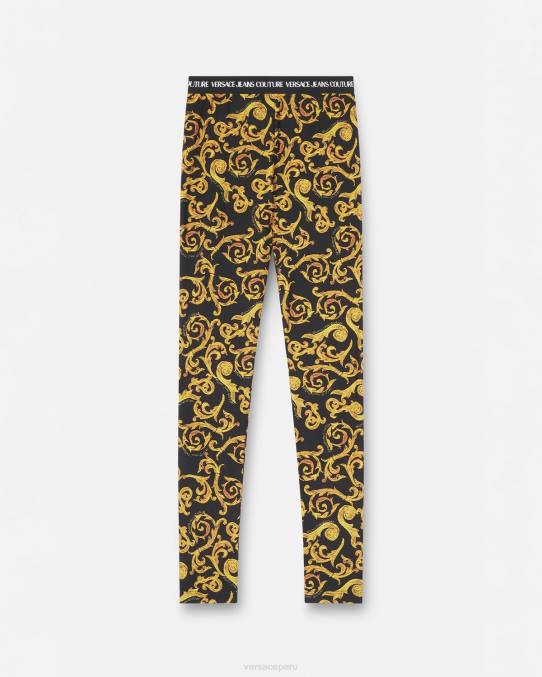 Versace ropa mujer bocetos de leggings de alta costura 6BPV2178 oro negro