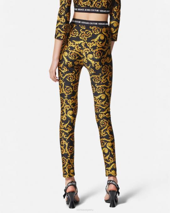 Versace ropa mujer bocetos de leggings de alta costura 6BPV2178 oro negro