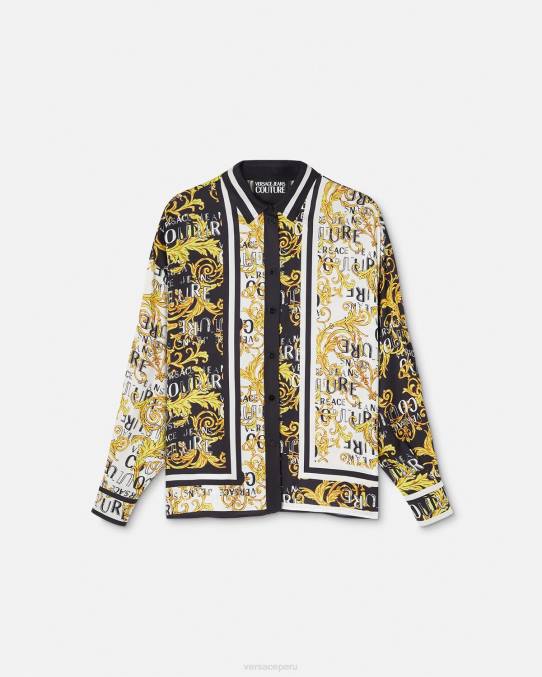 Versace ropa mujer camisa de alta costura con logo 6BPV2202 oro negro