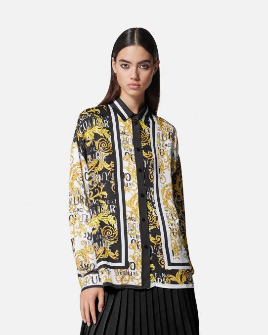 Versace ropa mujer camisa de alta costura con logo 6BPV2202 oro negro