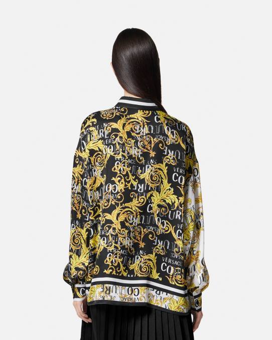 Versace ropa mujer camisa de alta costura con logo 6BPV2202 oro negro