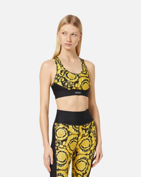 Versace ropa mujer sujetador deportivo barroco 6BPV240 negro