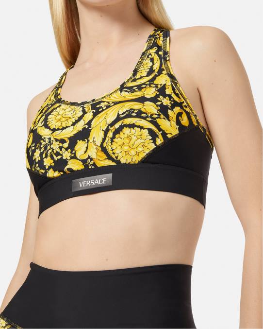 Versace ropa mujer sujetador deportivo barroco 6BPV240 negro