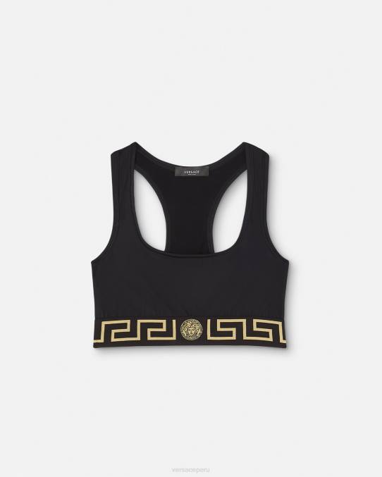 Versace ropa mujer sujetador deportivo con borde de greca 6BPV237 negro