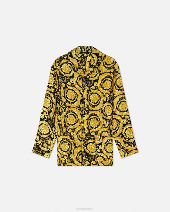 Versace ropa interior y ropa de playa mujer camisa de pijama de seda con estampado barroco 6BPV1027 imprimir