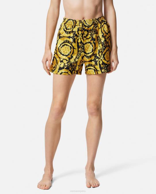 Versace ropa interior y ropa de playa mujer shorts de pijama de seda con estampado barroco 6BPV1030 imprimir