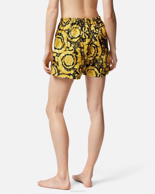 Versace ropa interior y ropa de playa mujer shorts de pijama de seda con estampado barroco 6BPV1030 imprimir