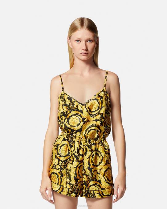 Versace ropa interior y ropa de playa mujer shorts de pijama de seda con estampado barroco 6BPV1031 imprimir