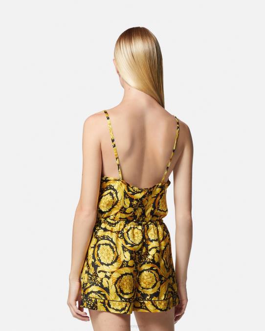 Versace ropa interior y ropa de playa mujer shorts de pijama de seda con estampado barroco 6BPV1031 imprimir