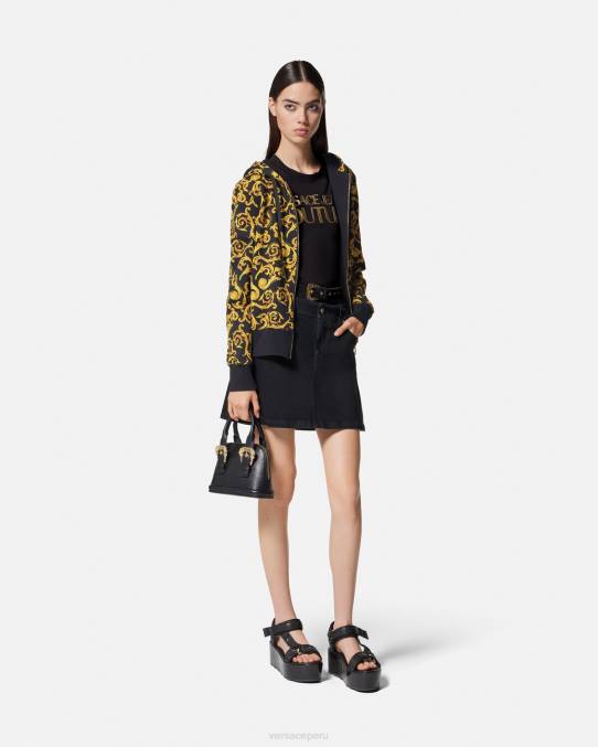 Versace ropa mujer sudadera con capucha de alta costura 6BPV2175 oro negro