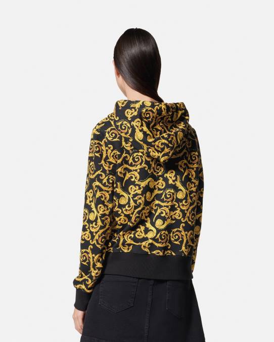 Versace ropa mujer sudadera con capucha de alta costura 6BPV2175 oro negro
